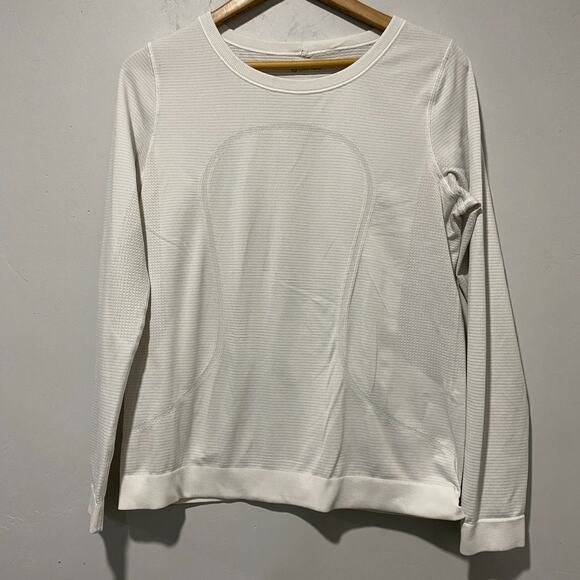 Lululemon Swiftly Tech Shirt Size 8 Long Sleeve White Heathered Workout Top - Picture 1 of 3
